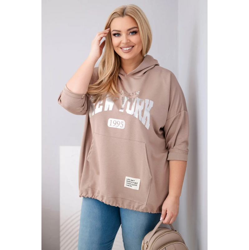 Kesi Dámska plus size mikina z viskózy s kapucňou a klokaním vreckom 68159143