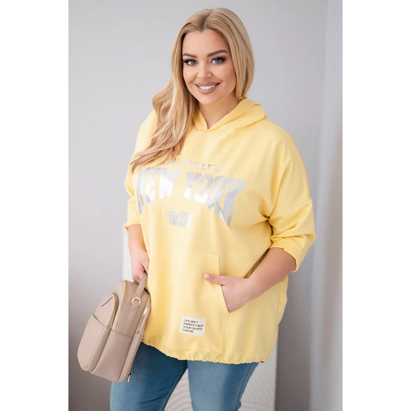 Kesi Dámska plus size mikina z viskózy s kapucňou a klokaním vreckom 68159141