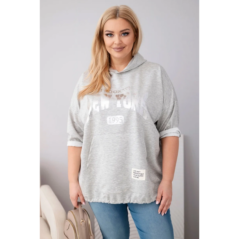 Kesi Dámska plus size mikina z viskózy s kapucňou a klokaním vreckom 68159145