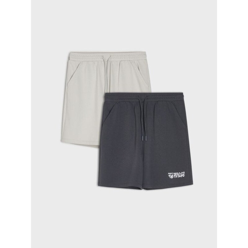 Sinsay - Bavlnené šortky 2 pack - svetlošedá 67925569