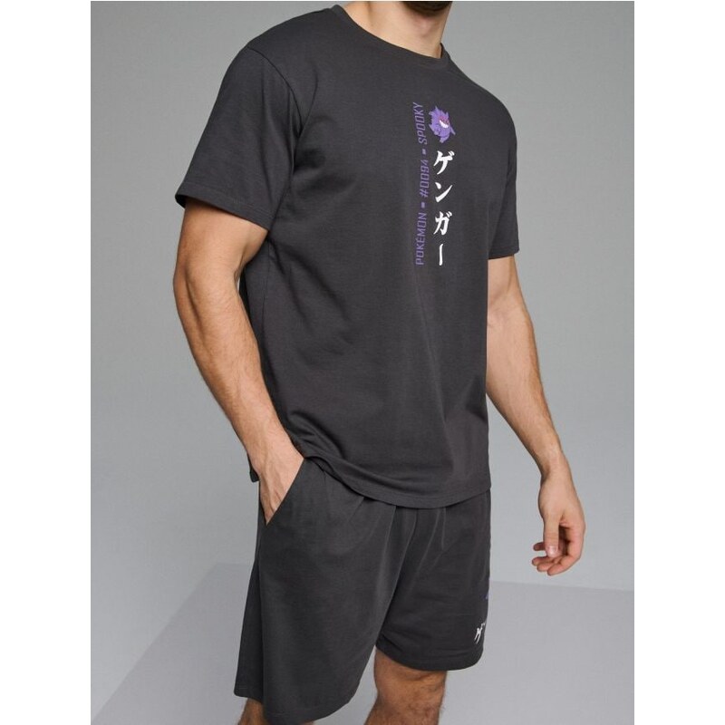 Sinsay - Bavlnená dvojdielna pyžama s potlačou Pokemon - tmavosivá 67925769