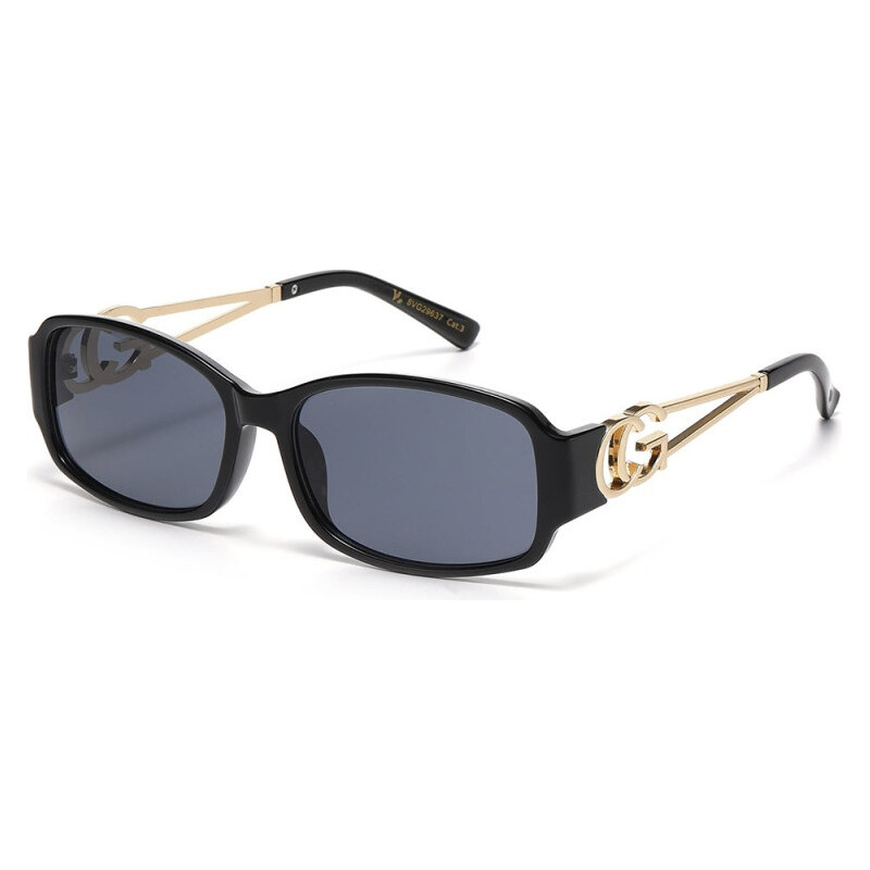 E-shop VG sunglasses VG Oval dámske slnečné okuliare zlatočierne s