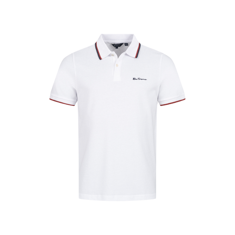 Pánske polo tričko BEN SHERMAN s dvojitým lemom 0076270N-BIELE 68030756