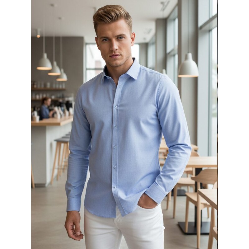 Dstreet Modrá slim fit pánska košeľa 68083427