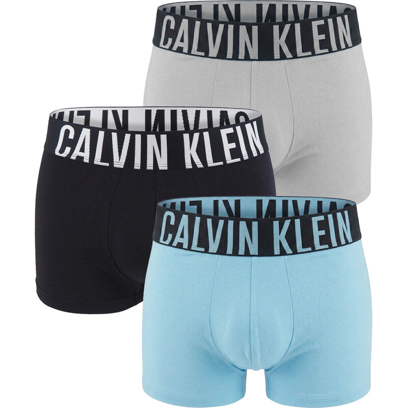 CALVIN KLEIN - boxerky 3PACK Intense power black / chilly blue tones 68084552