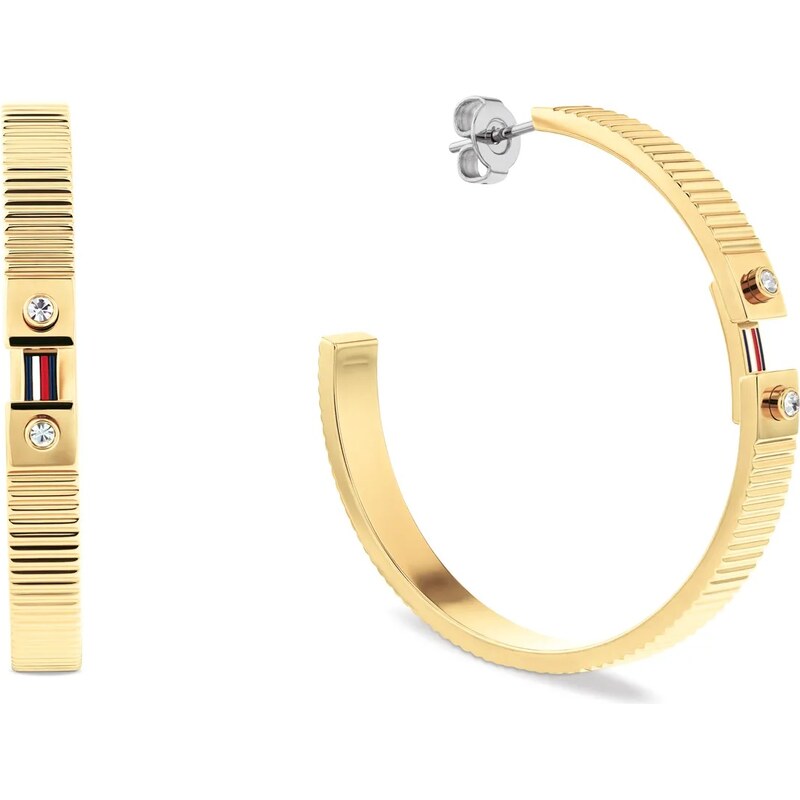 Tommy Hilfiger Úchvatné pozlátené kruhy s kryštálmi Stripes 2781050 68085171