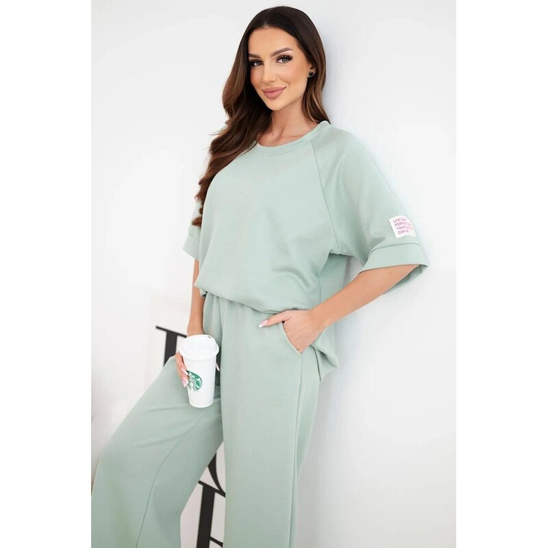 MladaModa Viskózová tepláková súprava so širokými nohavicami model 67908039