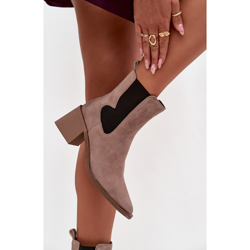 Kesi Béžové dámske kožené semišové topánky Artiker zateplené, na 68090256