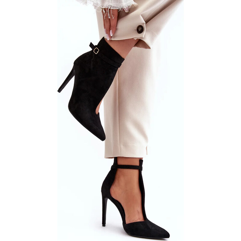 Kesi Čierna semišové dámske členkové topánky na vysokom podpätku 68090260