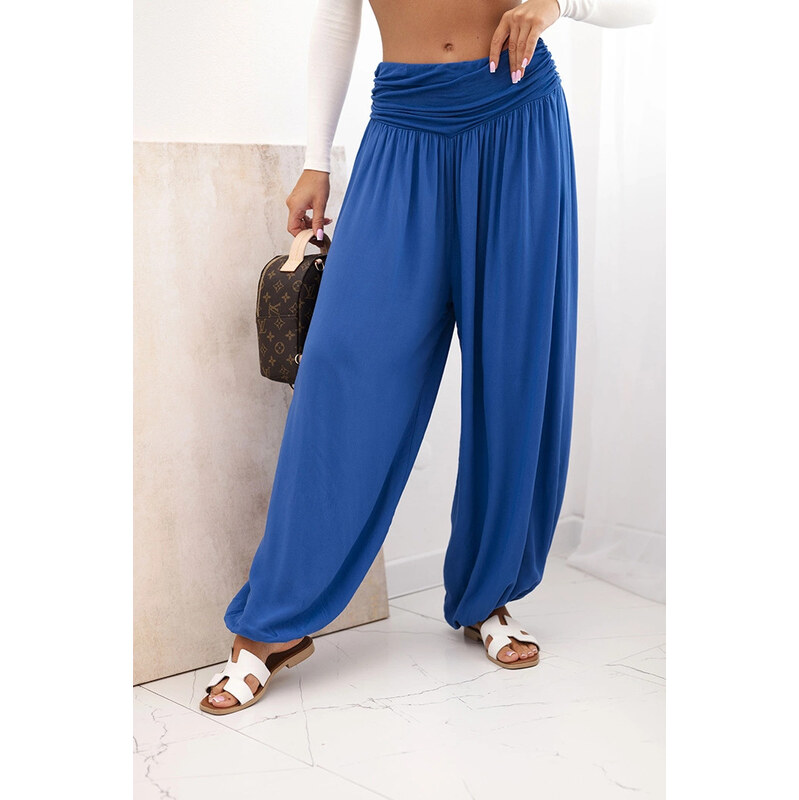 K-Fashion Dámske viskózové nohavice so širokými nohavicami a volánmi v 68087726