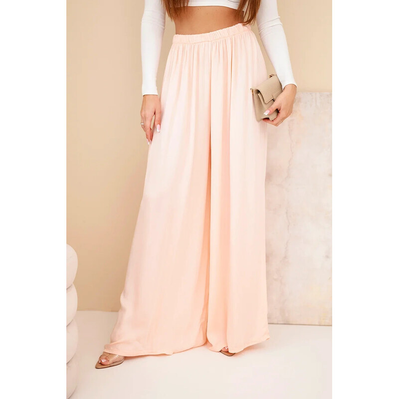 K-Fashion Dámske viskózové široké nohavice s elastickým pásom 68087889