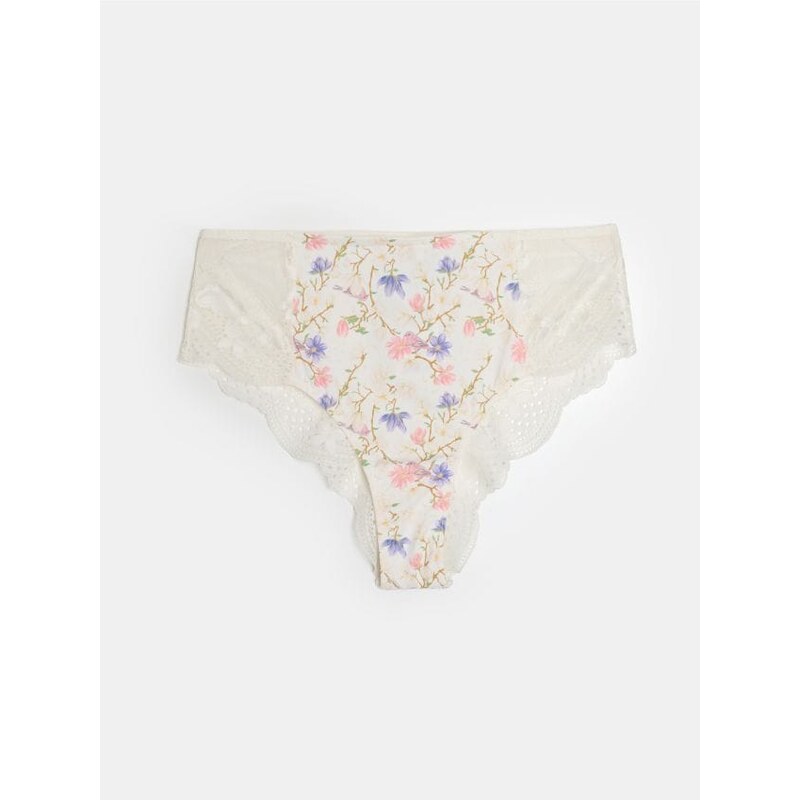 Sinsay - Čipkované brazilky s vysokým pásom - krémová 68127625