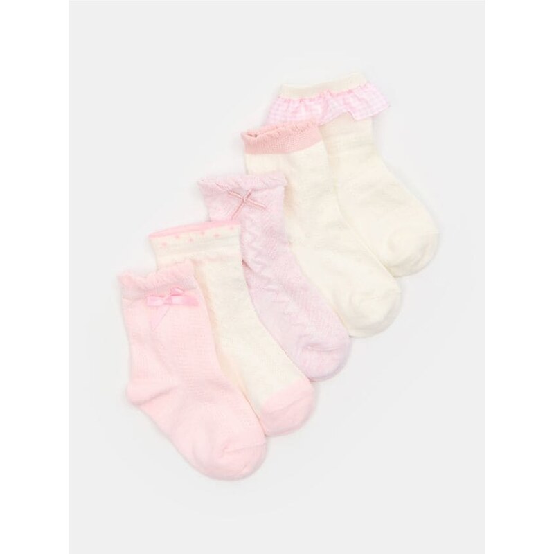 Sinsay - Dojčenské ponožky s volánom a mašľou – balenie 5 ks - 68127615