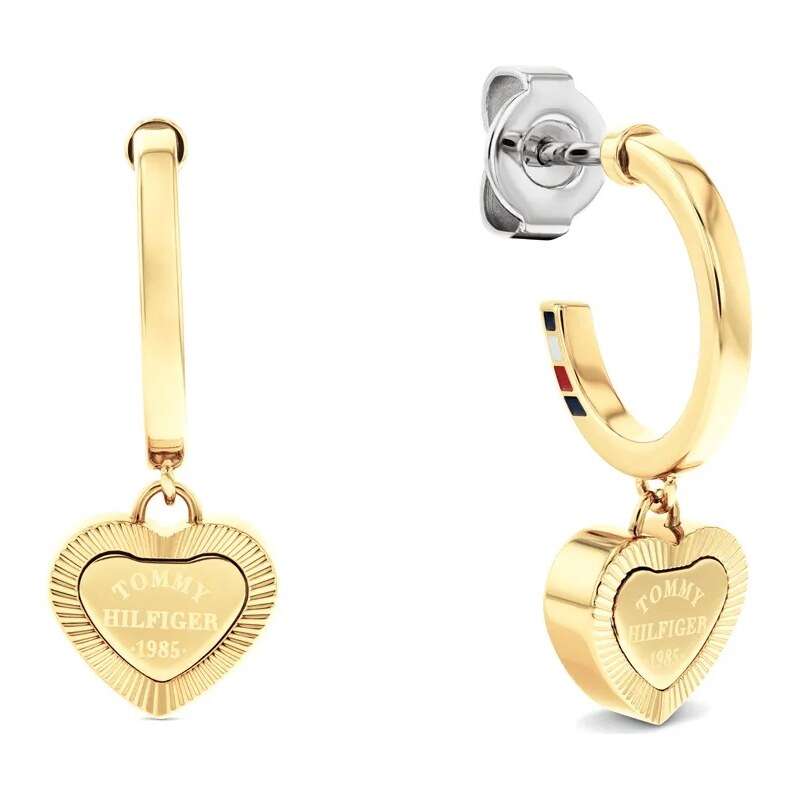 Tommy Hilfiger Kruhové náušnice so srdiečkami Layered 2781014 68128149