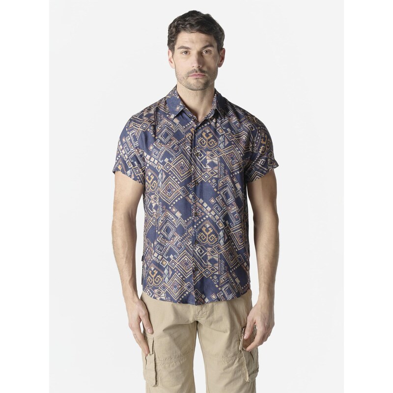 KOROSHI Košeľa námornícka modrá / mokka / svetlosivá 68160085