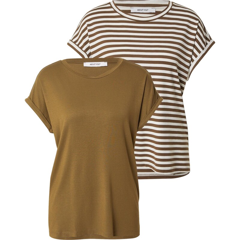 ABOUT YOU Tričko Indira piesková / čokoládová / kaki 68160288