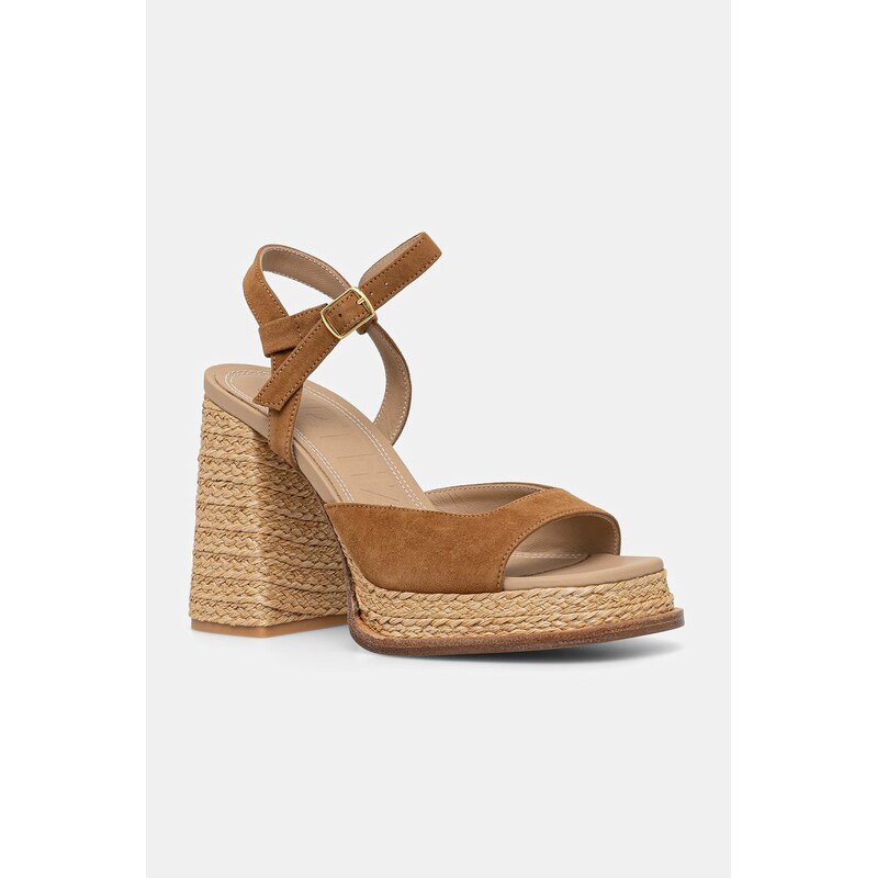 Souliers Martinez sandále na podpätku zo semišu GRACIA 68163157