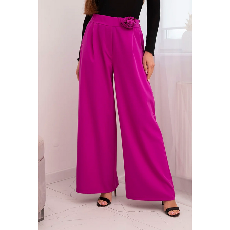 Kesi Dámske elegantné nohavice so širokými nohavicami a ozdobným 68158966