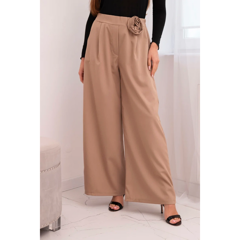 Kesi Dámske elegantné nohavice so širokými nohavicami a ozdobným 68158969