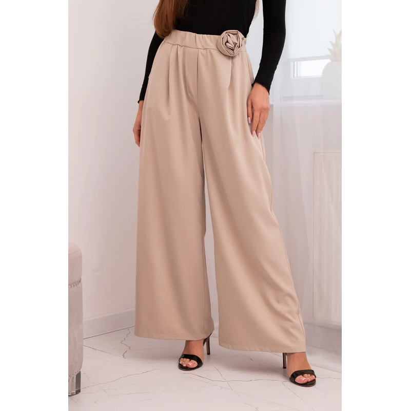 Kesi Dámske elegantné nohavice so širokými nohavicami a ozdobným 68158967