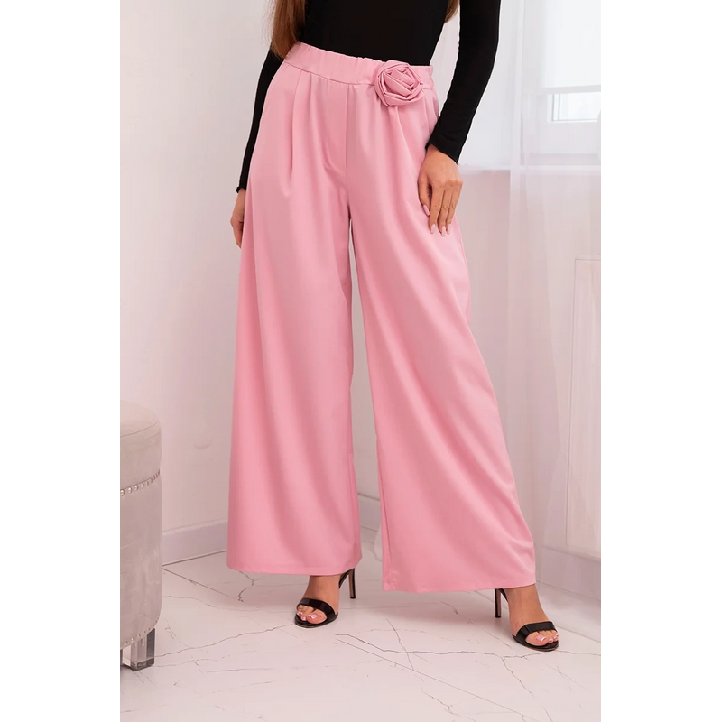 Kesi Dámske elegantné nohavice so širokými nohavicami a ozdobným 68158965