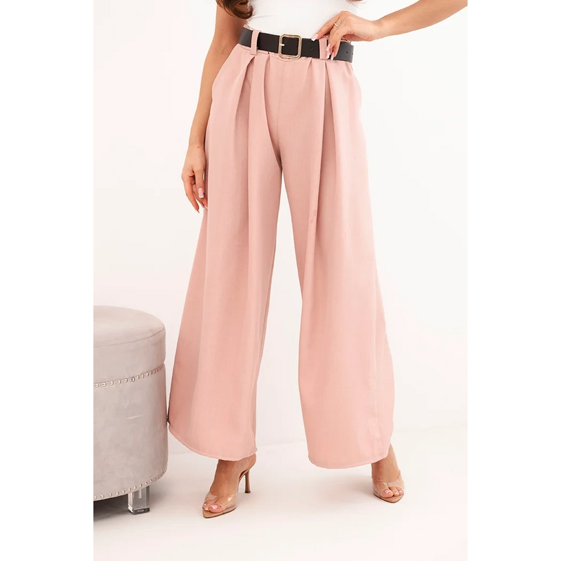 Kesi Dámske nohavice so širokými nohavicami a opaskom modré 68159123