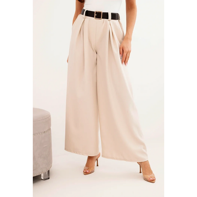Kesi Dámske nohavice so širokými nohavicami a opaskom modré 68159125
