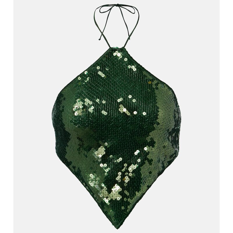 Oseree OsÃree Marylin sequined halterneck crop top 68337799