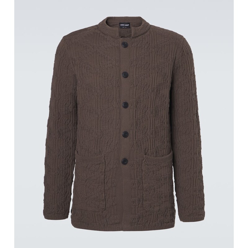 Giorgio Armani Ribbed-knit cotton-blend cardigan 67944722