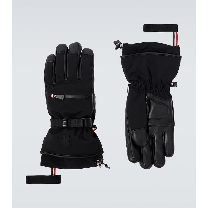 Moncler Grenoble Leather-trimmed ski gloves 68136068