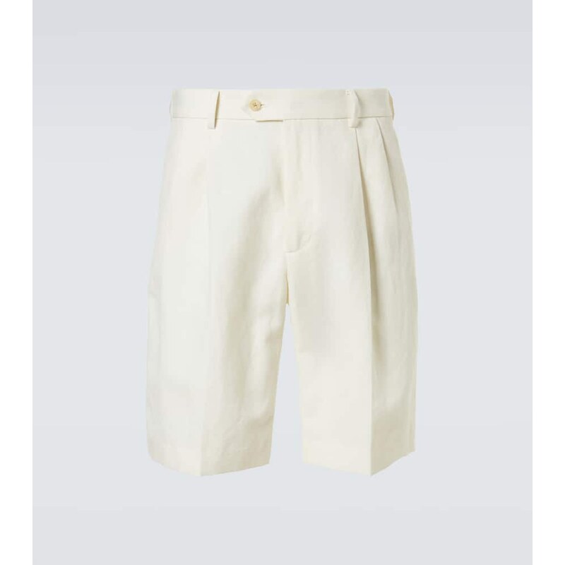 Auralee Pleated wool, cotton, and linen shorts 68196638