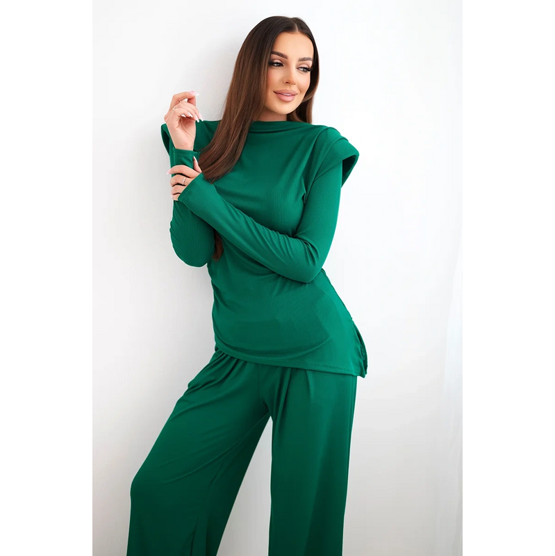 Kesi Dámsky bavlnený komplet s blúzkou a nohavicami širokého strihu 68161451