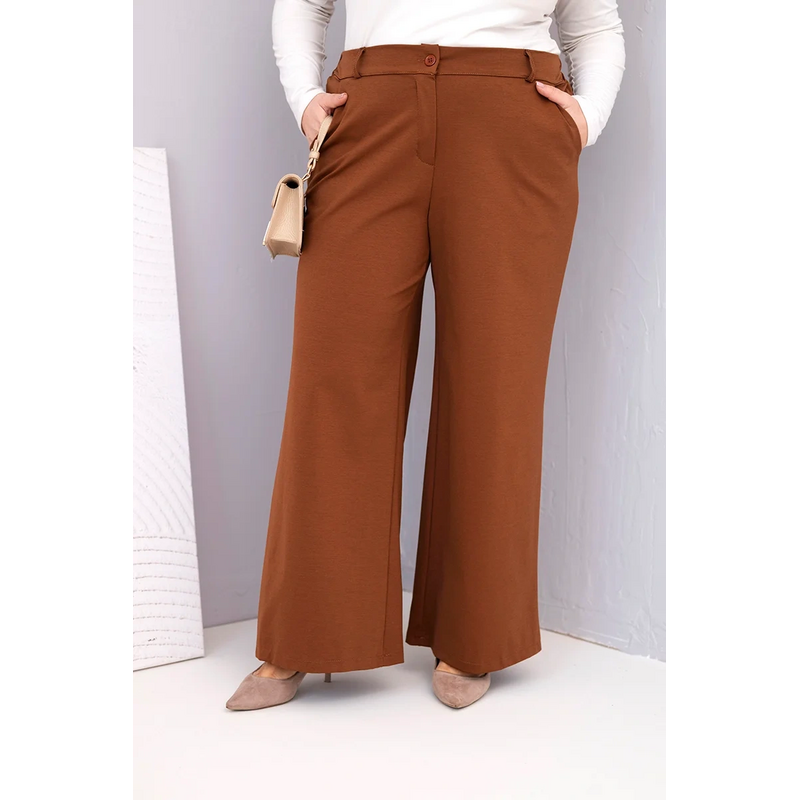 Kesi Dámske nohavice Plus Size so širokými nohavicami a vysokým pásom 68161499