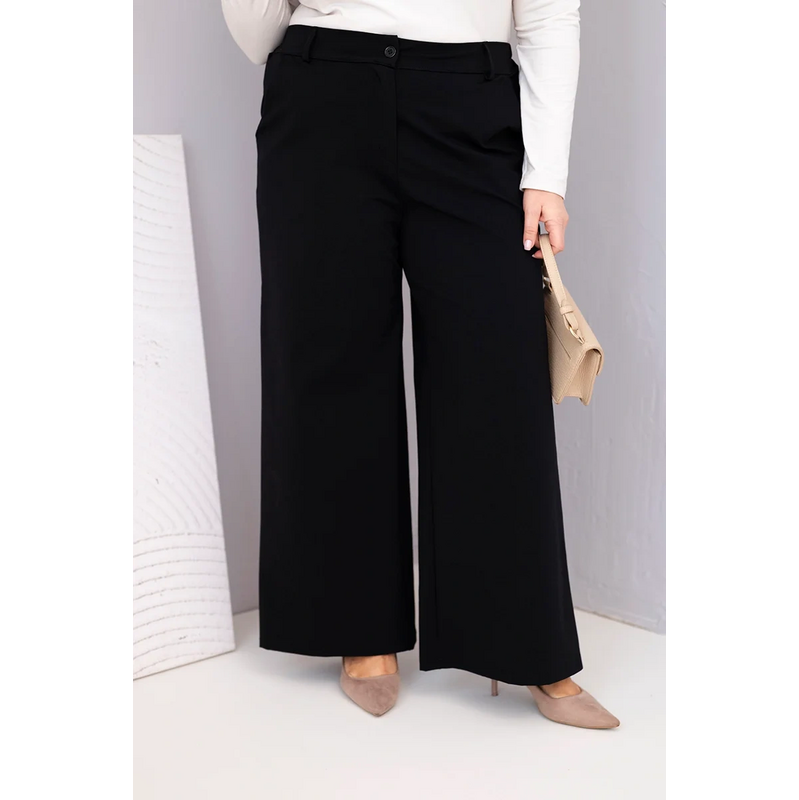 Kesi Dámske nohavice Plus Size so širokými nohavicami a vysokým pásom 68161497