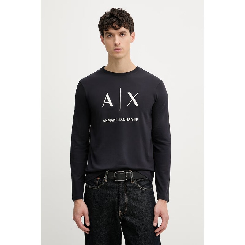 Pánske bavlnené tričko s dlhým rukávom Armani Exchange 67856097