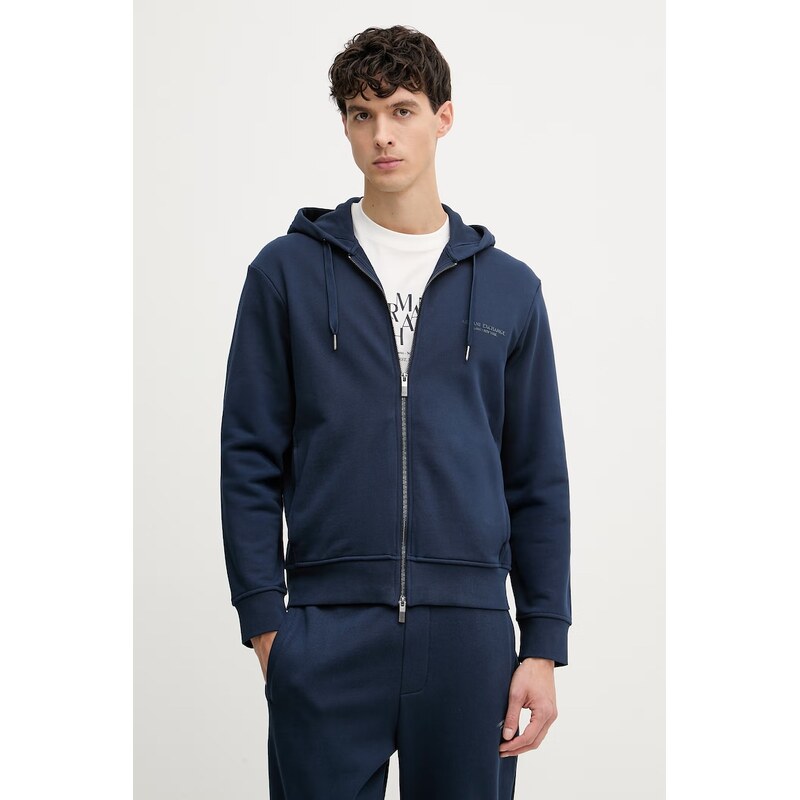 Armani Exchange mikina na zips s kapucňou pánska bavlnená 67866932
