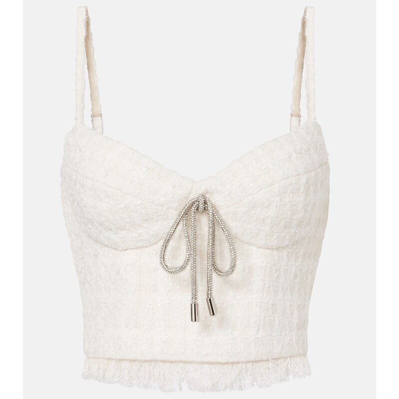 Area Embellished tweed crop top 67966479