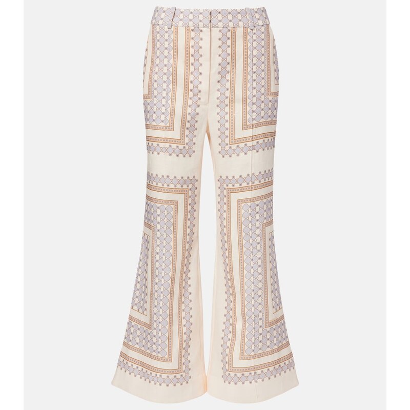 Zimmermann Printed cropped linen flared pants 67967156