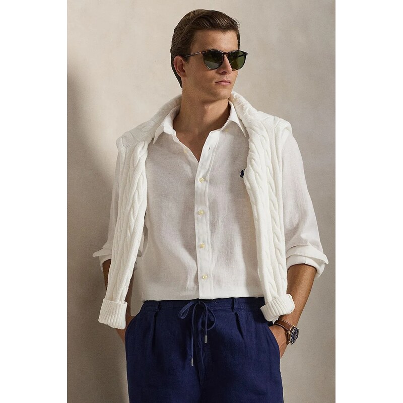 Ľanová košeľa Polo Ralph Lauren Long Sleeve Sport Shirt 67340034
