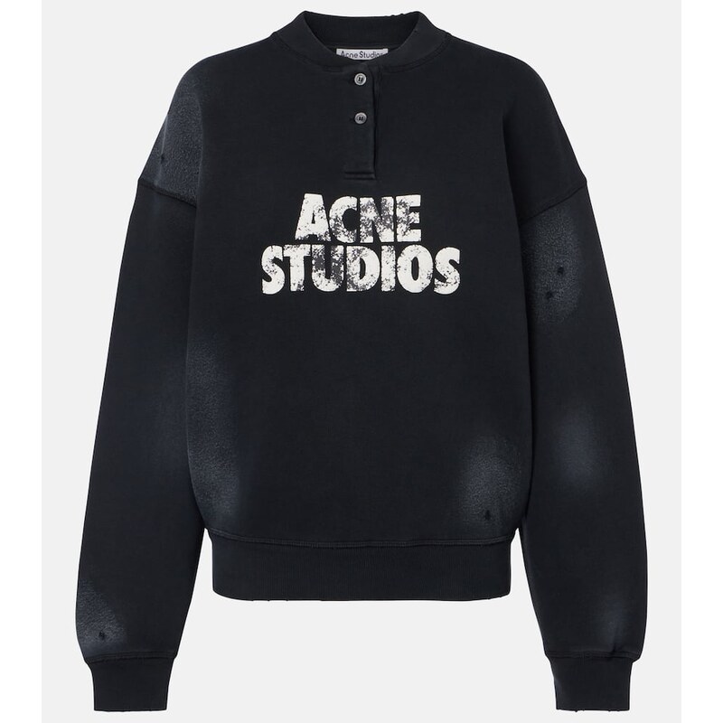 Acne Studios Distressed logo cotton fleece sweatshirt 68287495