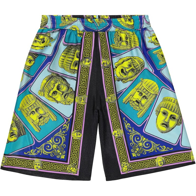 Versace Kids Le Maschere silk twill shorts 68112826
