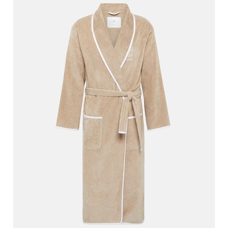 Brunello Cucinelli Linen-trimmed cotton terry bathrobe 68180368