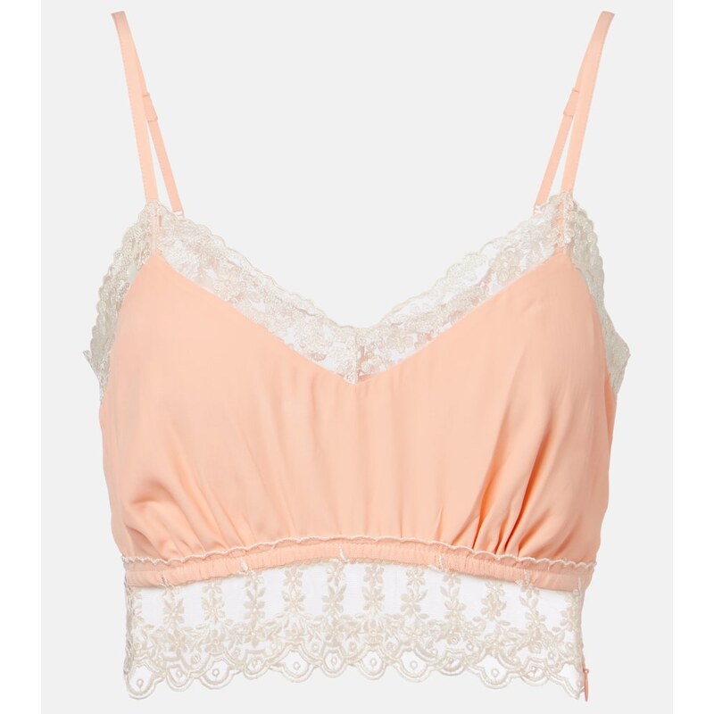 Simone Rocha Lace-trimmed crêpe de chine bra top 67997539