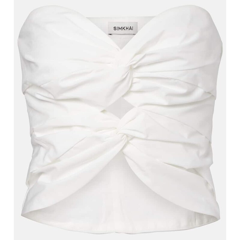Simkhai Cornelia cutout ruched cotton-blend top 68373029
