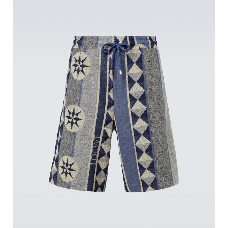 Loewe Printed cotton-blend terry Bermuda shorts 68290610