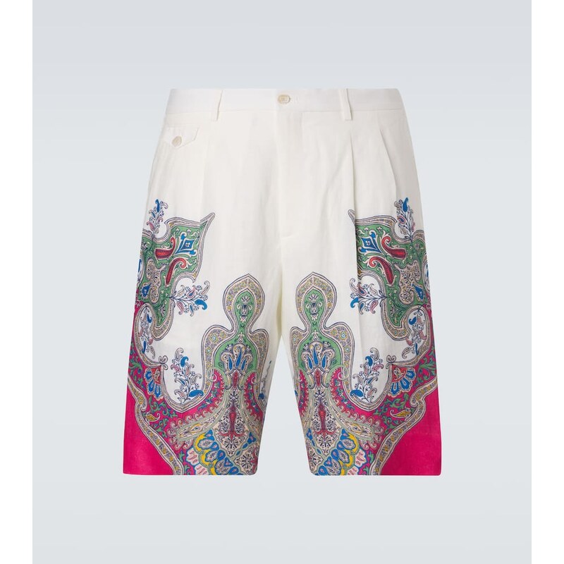 Etro Paisley linen Bermuda shorts 68008058