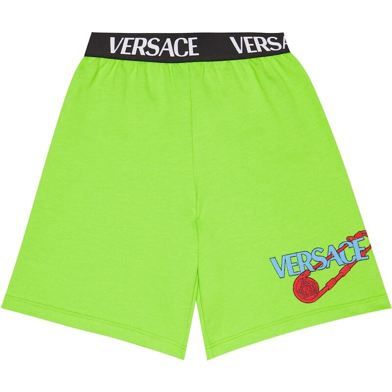 Versace Kids Logo-embroidered cotton jersey shorts 68073165