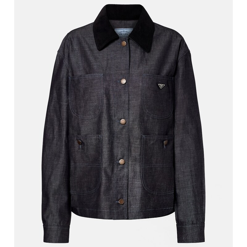 Prada Cotton and linen chambray jacket 68018536