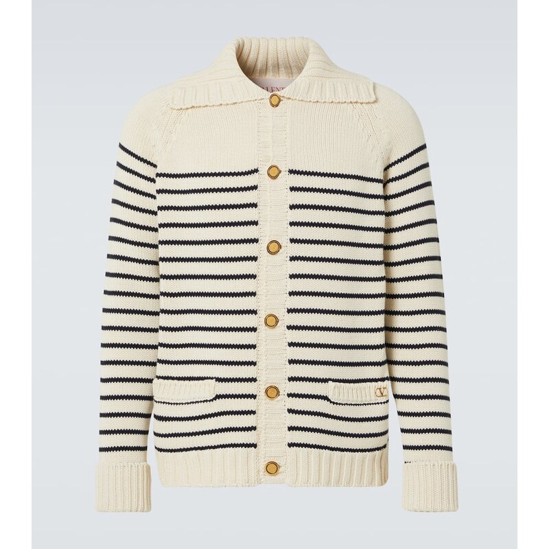 Valentino VLogo Signature striped cotton cardigan 68080863