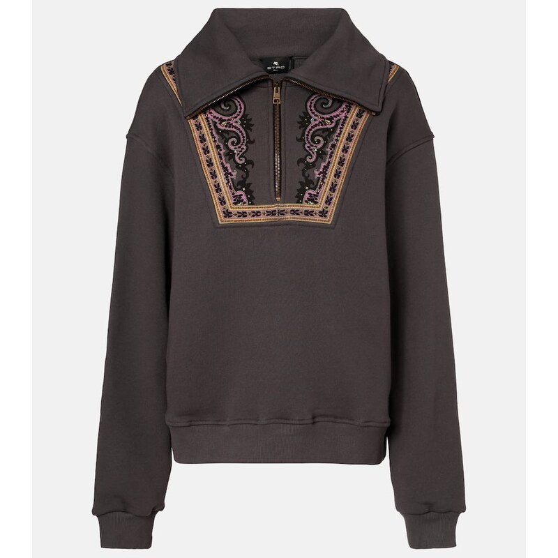 Etro Printed cotton half-zip sweatshirt 68027172